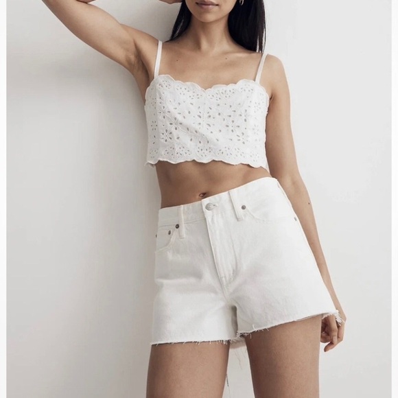 Madewell Relaxed Denim Button Fly Raw Hem Denim Shorts Size 31 - Picture 2 of 14